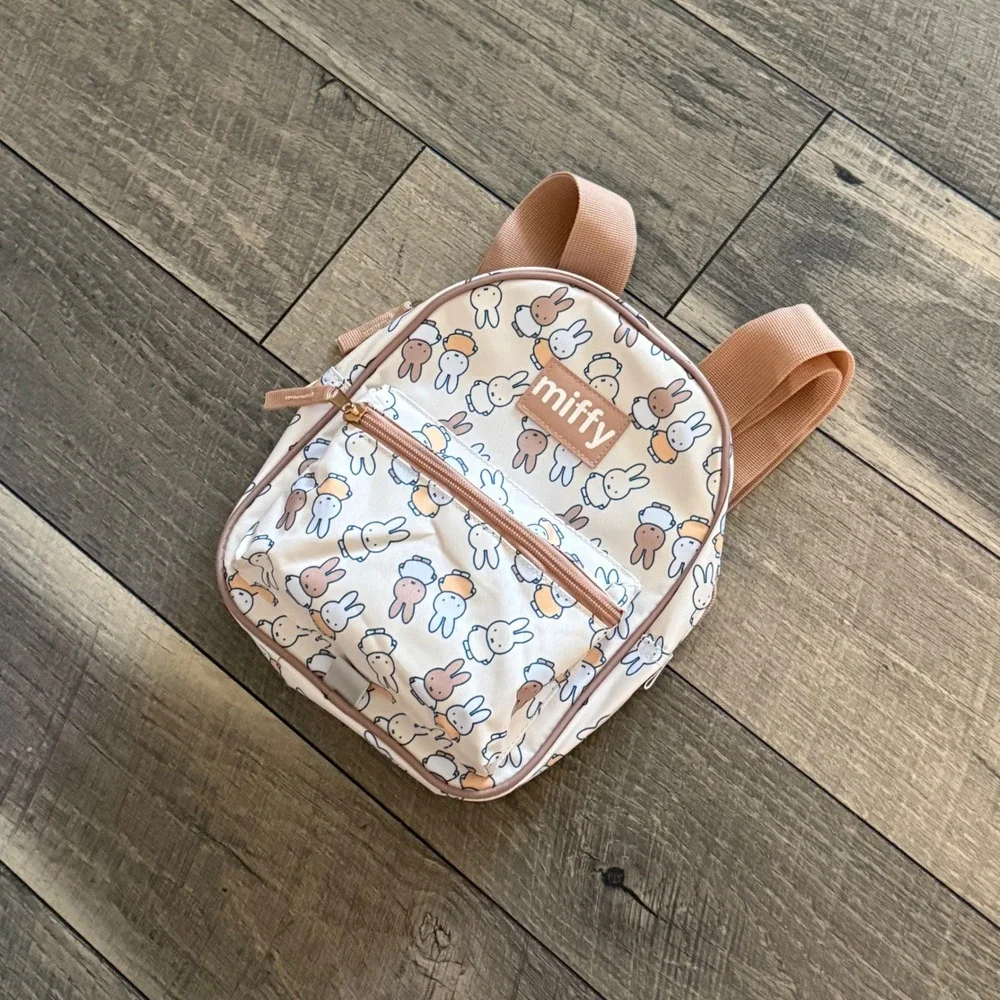 Miffy Bunny Mini Backpack All Over Print Cream Tan Small Rucksack New NWT